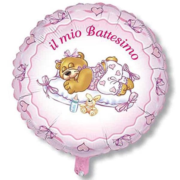 PALLONCINO MYLAR 36'' BATTESIMO ROSA CM.80